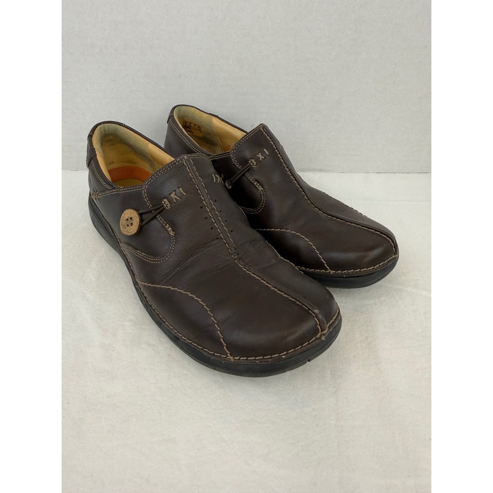 Clarks Unstructured Un.loop Dark Brown Leather Slip On Loafersl‎ 8.5M